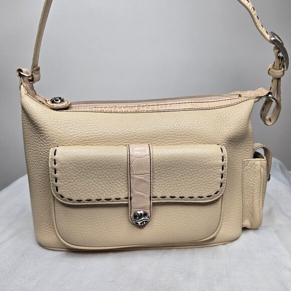 Brighton Cream Pebbled Leather Womens Medium HandBag Purse - Picture 1 of 16